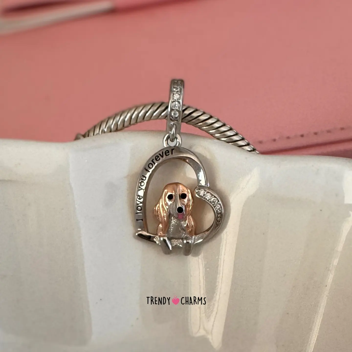Charm Perro Basset Hound, Plata 925 1