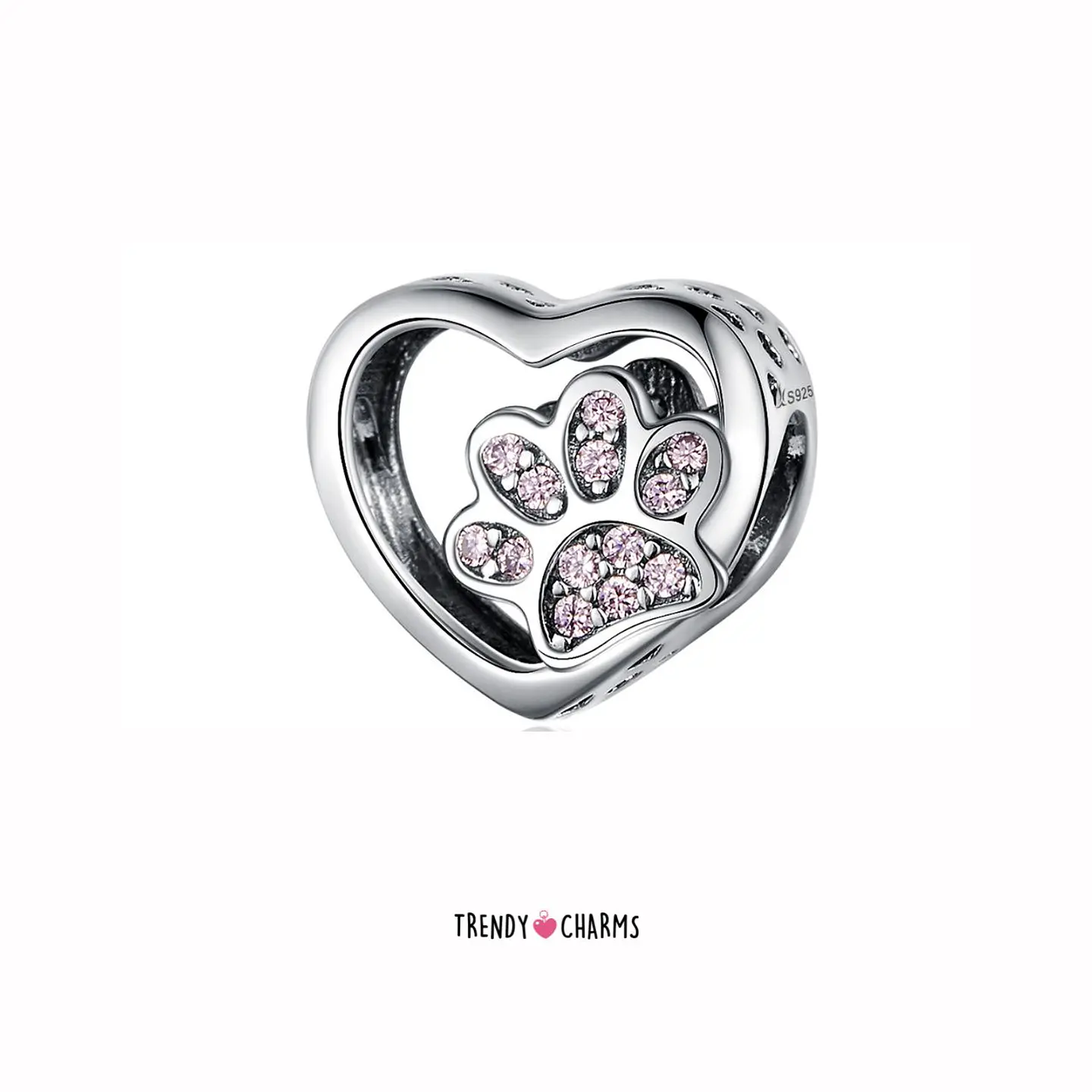Charm Corazón Patita PET, Plata 925 4