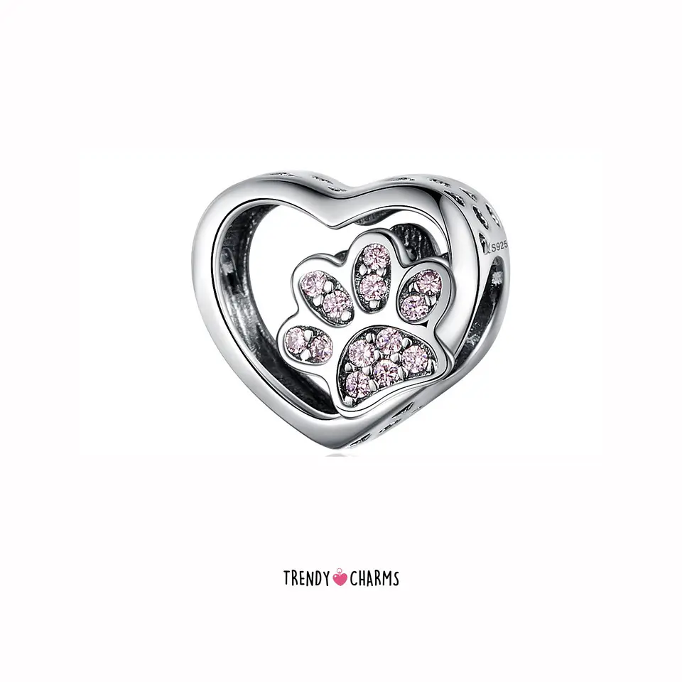 Charm Corazón Patita PET, Plata 925 4