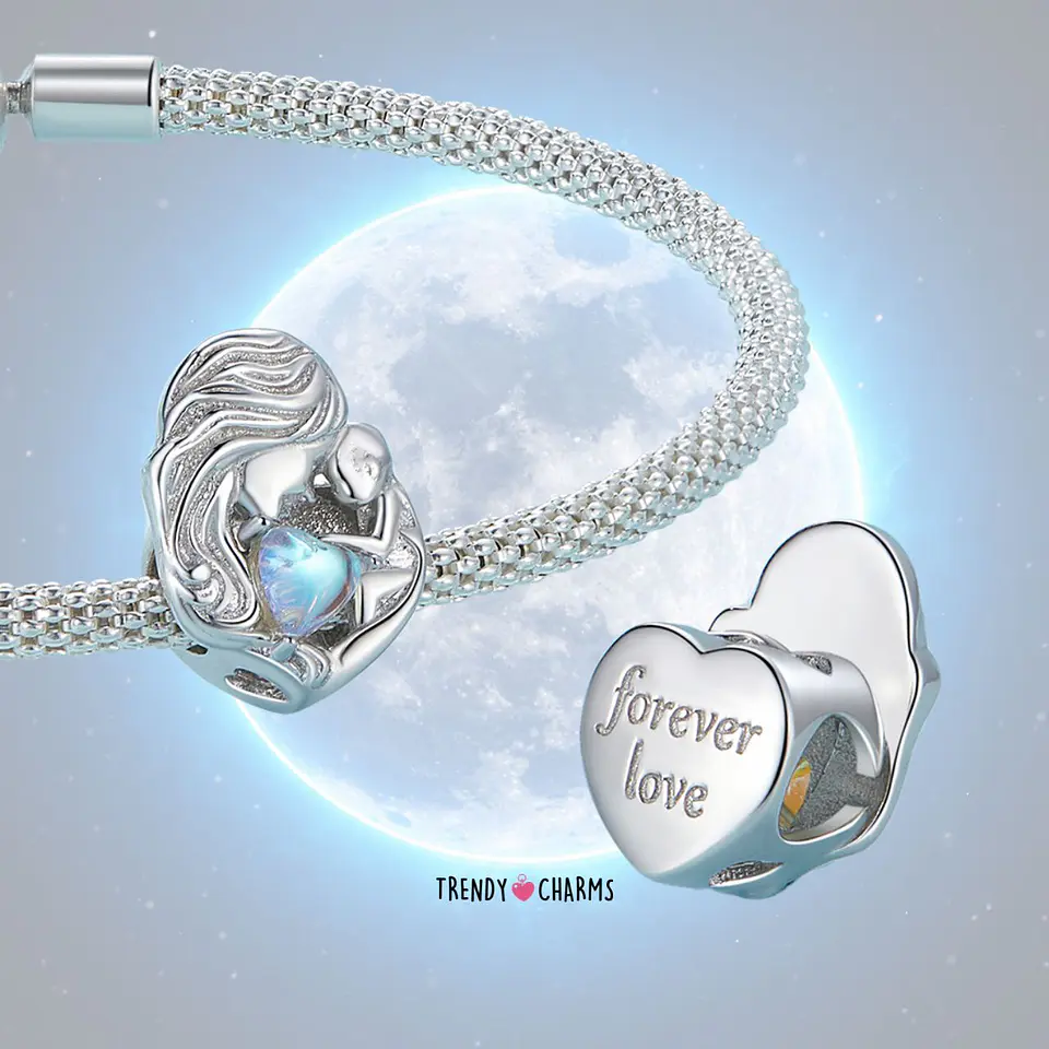  Charm Vínculo de Luna Maternal, Plata 925 3