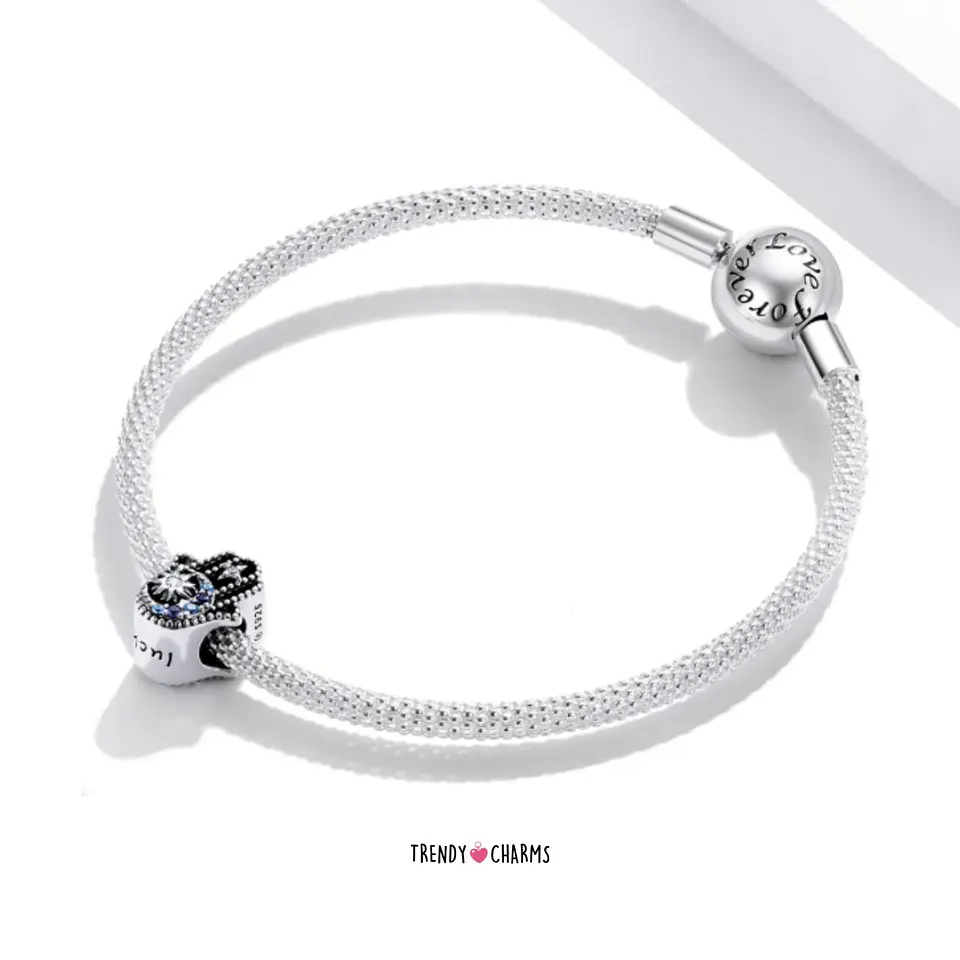 Charm Mano de Fátima Estelar de la Suerte, Plata 925 4