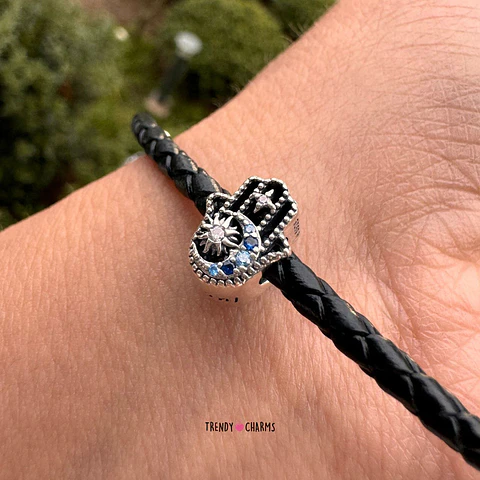 Charm Mano de Fátima Estelar de la Suerte, Plata 925