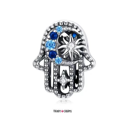 Charm Mano de Fátima Estelar de la Suerte, Plata 925