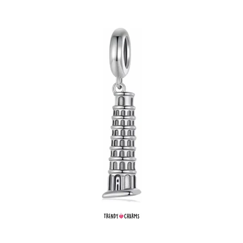 Charm Torre de Pisa Italia, Plata 925-