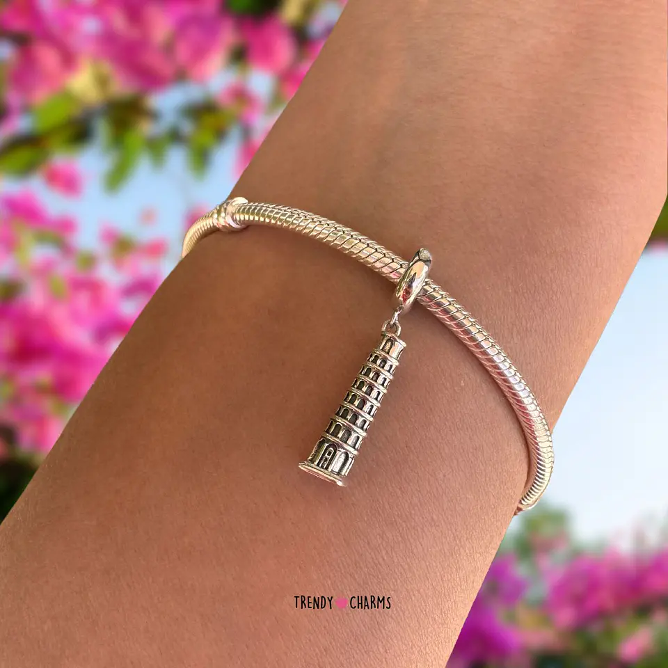 Charm Torre de Pisa Italia, Plata 925- 1