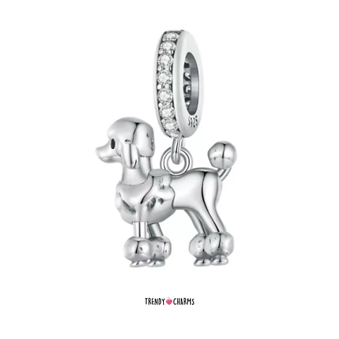 Charm Perro Poodle Elegante Plata 925