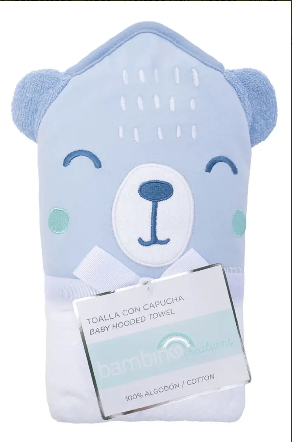 Toalla con Capucha para Bebé Bambino 100% Algodón Osito  1