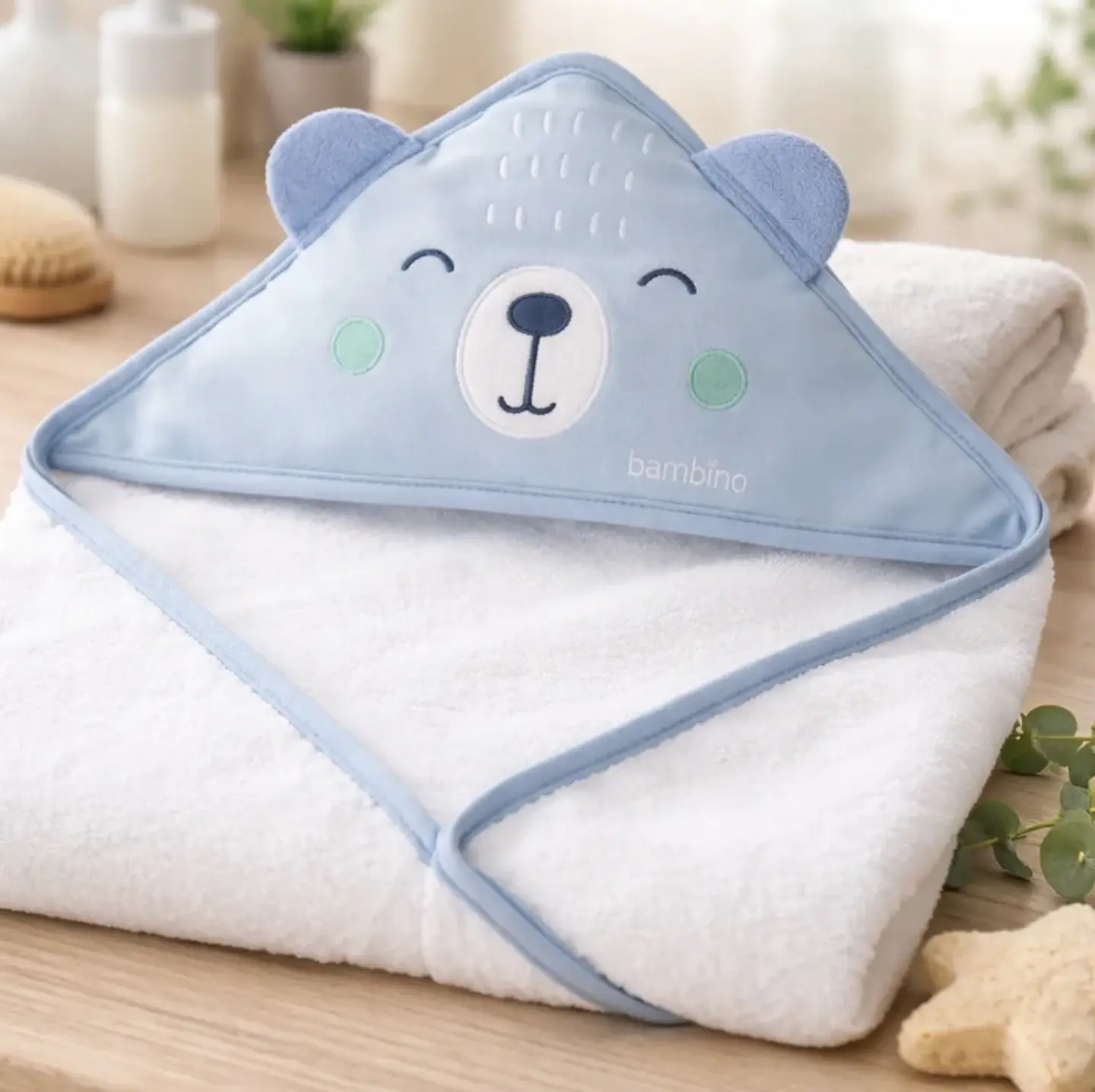 Toalla con Capucha para Bebé Bambino 100% Algodón Osito  3