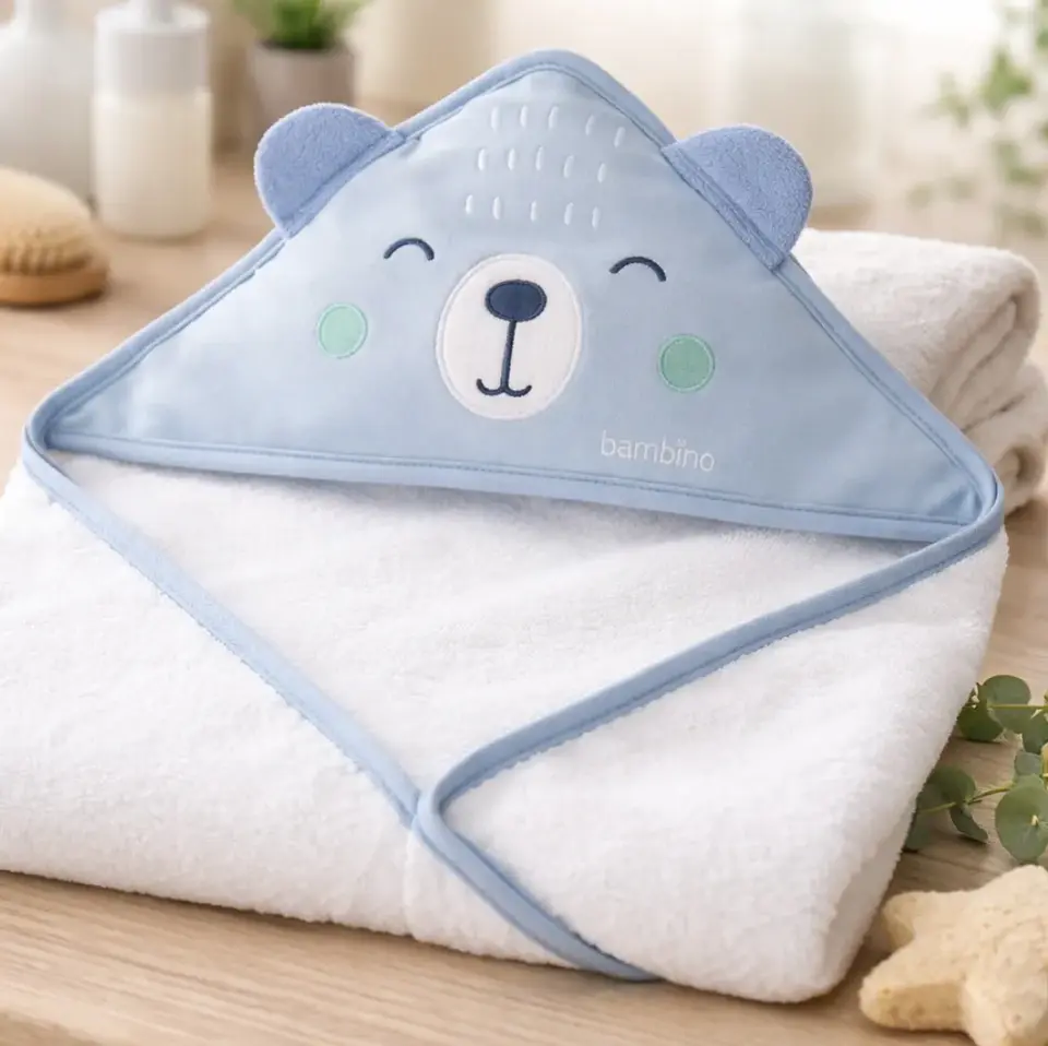 Toalla con Capucha para Bebé Bambino 100% Algodón Osito  3