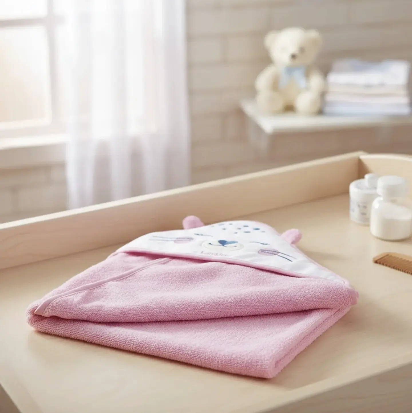 Toalla Capucha Baño Bebés Bambino Gatita  2