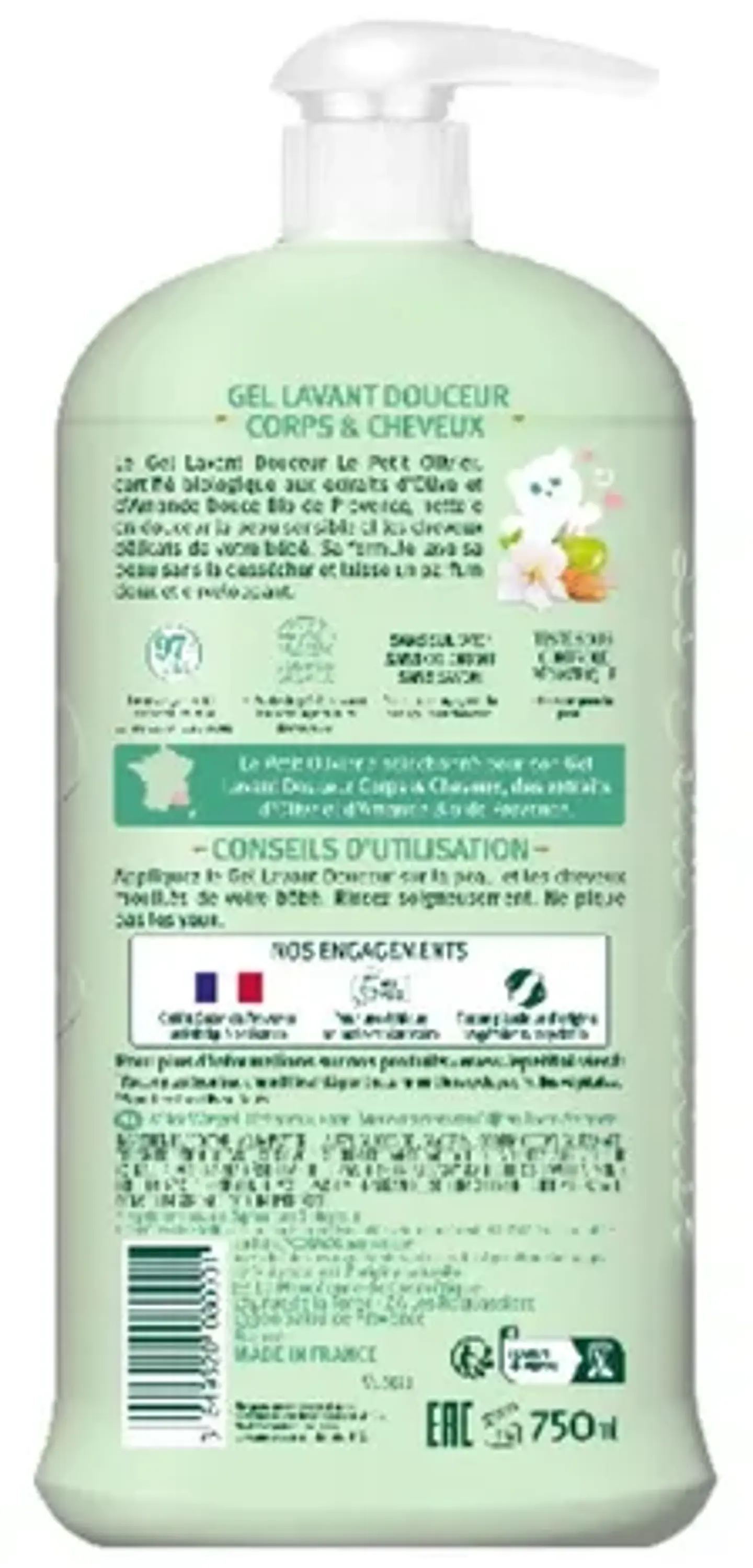 Gel Baño De Bebé Cuerpo Y Cabelllo 750 Ml Le Petit Olivier 5