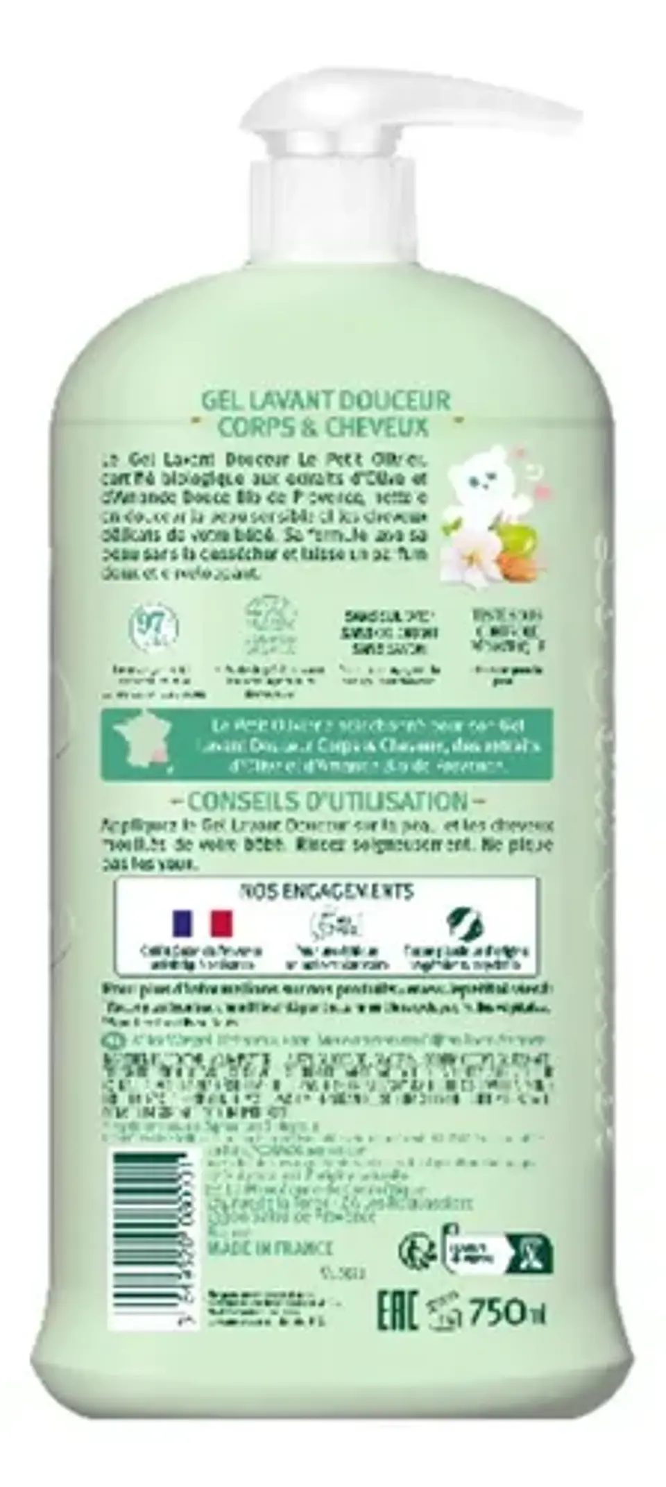 Gel Baño De Bebé Cuerpo Y Cabelllo 750 Ml Le Petit Olivier 5