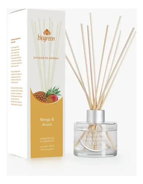Biogreen Difusor Mango Y Ananá 100 Ml Varillas