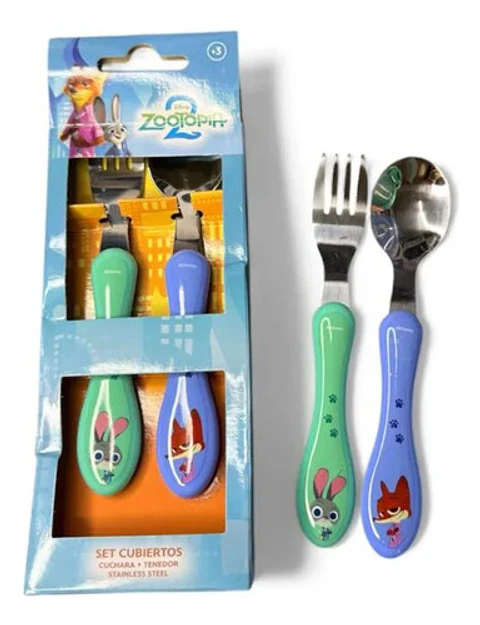 Set Cubiertos Metálicos Zootopia Disney Tenedor Cuchara