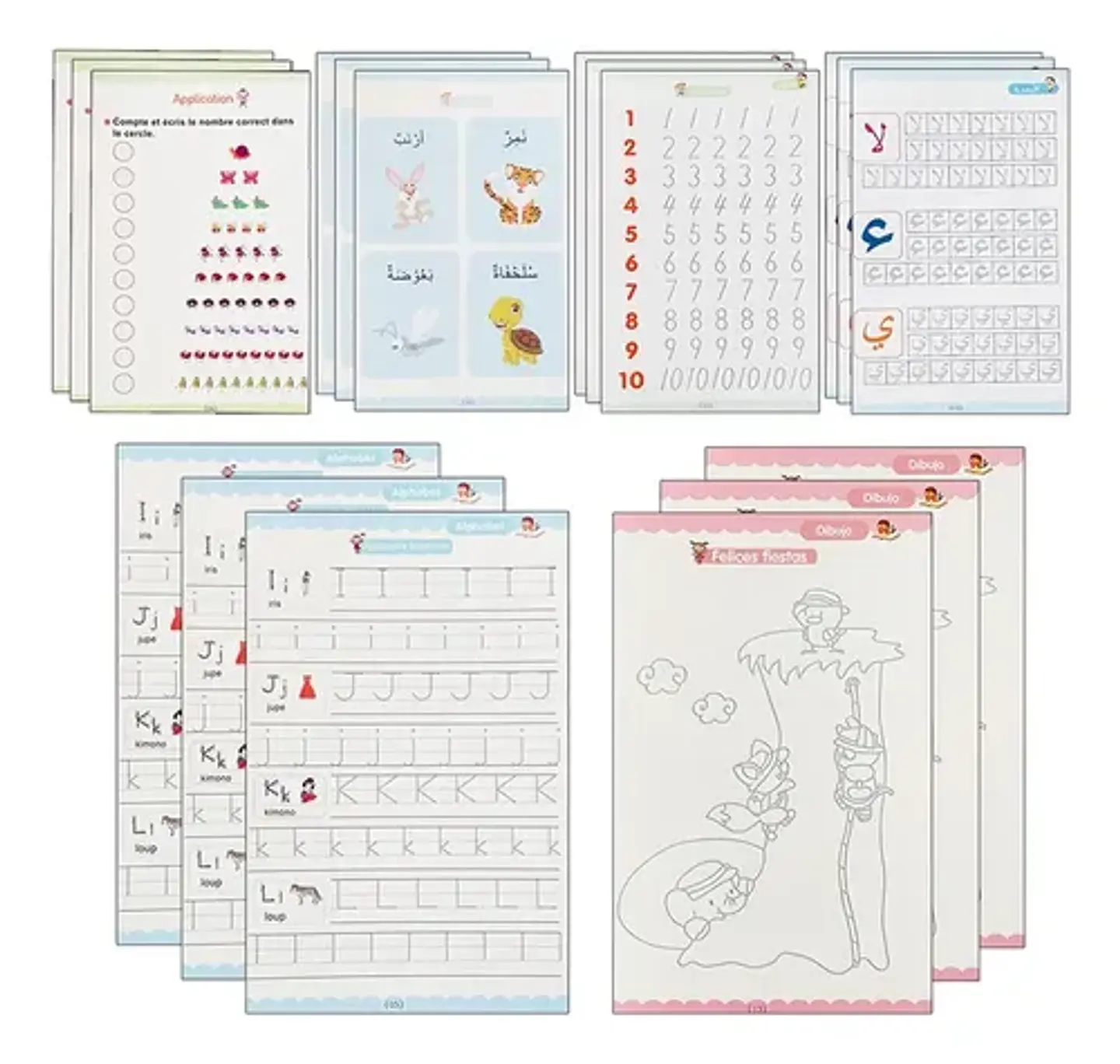 Pack De 4 Cuadernos Mágicos Español e Ingles Para Caligrafía Y Aprendizaje Con Bolígrafos Y Recambios 3
