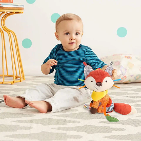 Juguete Peluche Sensorial Sonajero Con Mordedor /wakeshome Color Como En La Imagen Diseño Zorro