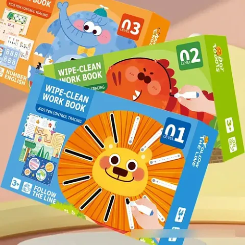 Libro Didáctico Trazos Reutilizable Para Niños Montessori