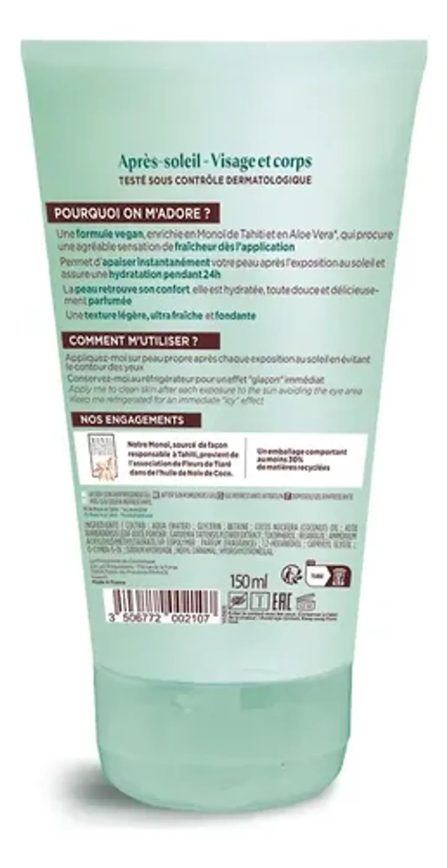 Gel After Sun Aloe Vera Y Monoi 150ml Lovea Post Solar 2