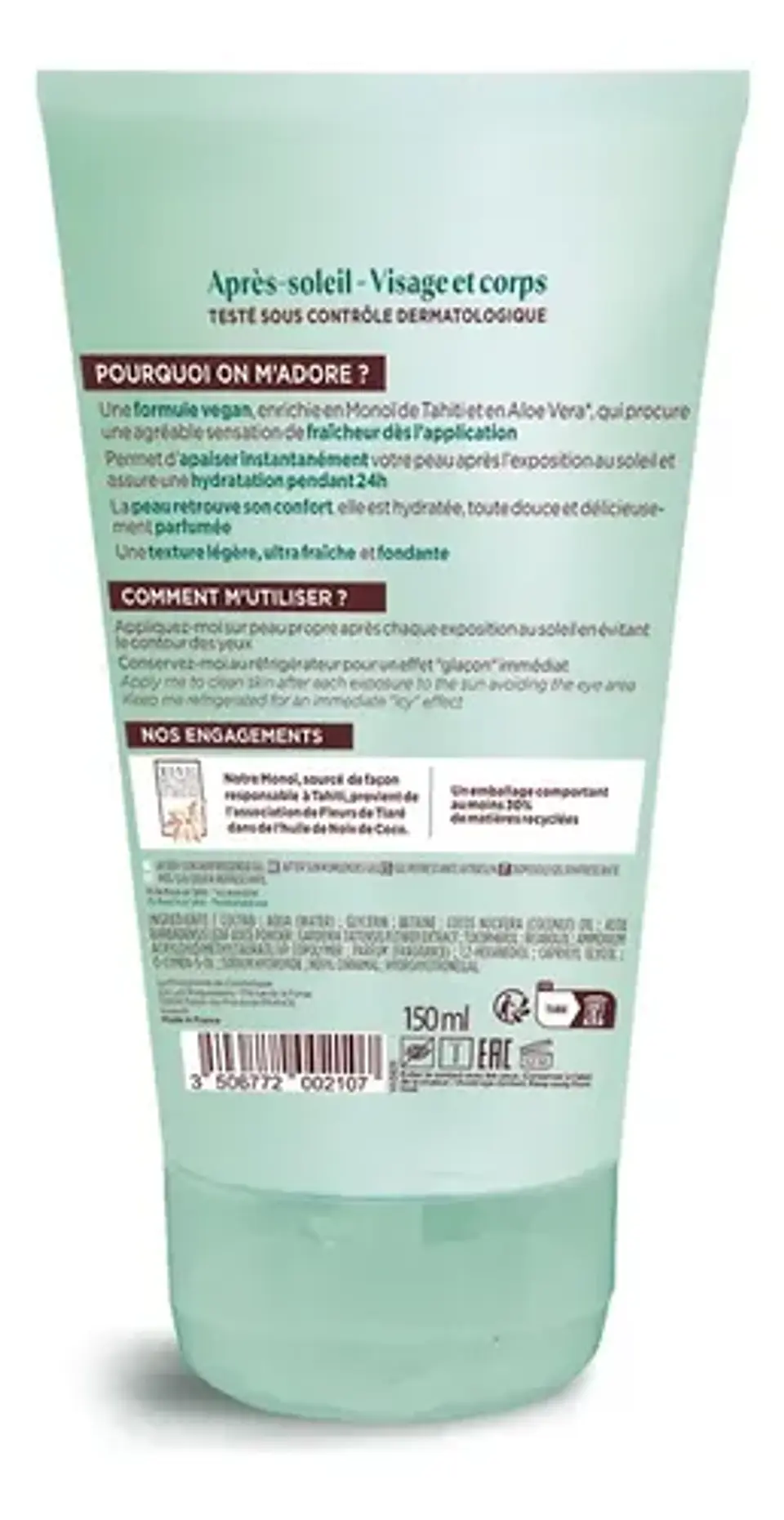 Gel After Sun Aloe Vera Y Monoi 150ml Lovea Post Solar 2