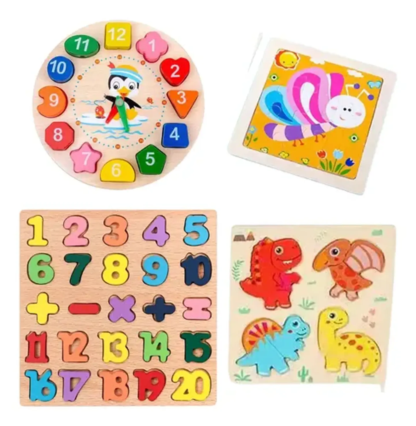 Kit Montessori: Puzzle Encaje Vestir Osos Madera + Set 4 Rompecabezas Madera 2