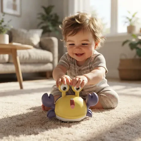 Juguete Carrito Diseño Cangrejo Para Bebés Presiona Y Anda
