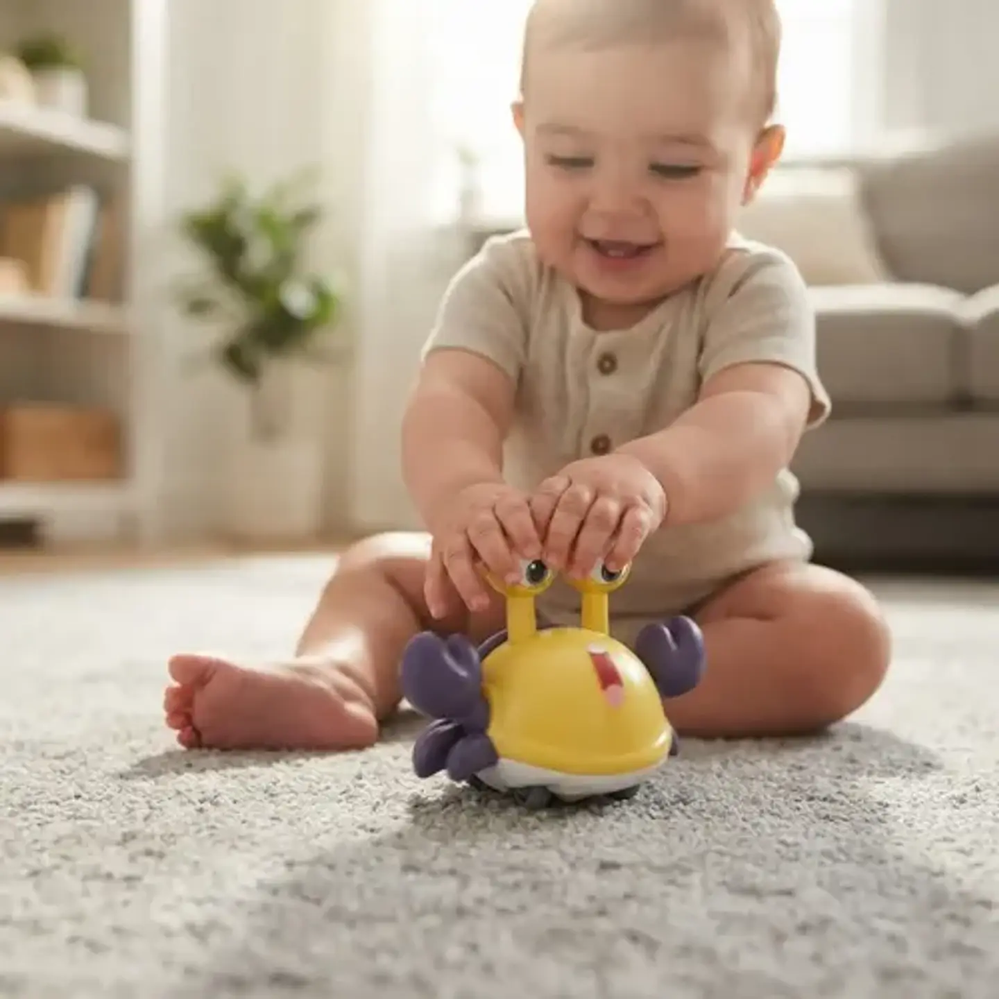 Juguete Carrito Diseño Cangrejo Para Bebés Presiona Y Anda 3