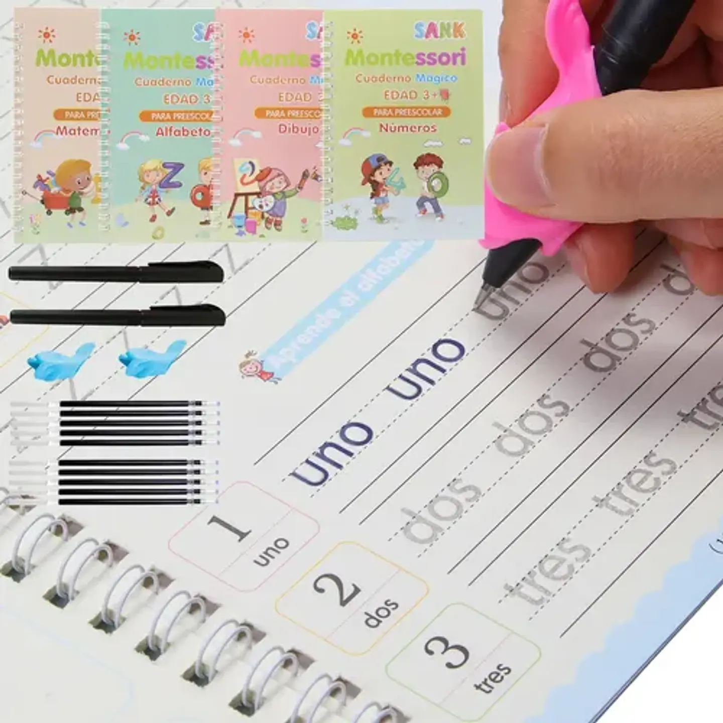4 Cuadernos Mágico Aprendizaje Reutilizable Niños Montessori 3