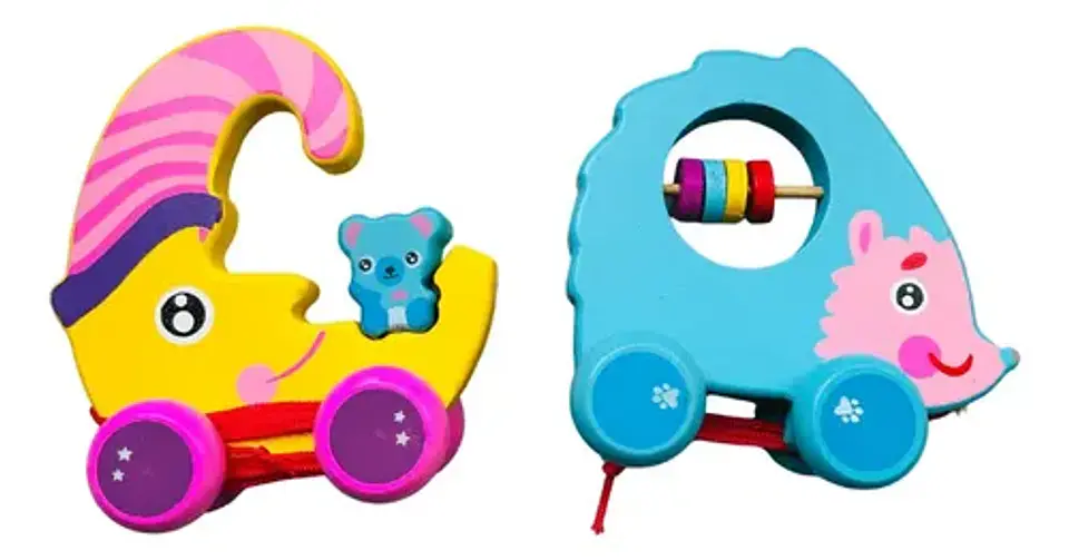 Juguete De Arrastre De Madera Animales Montessori 2