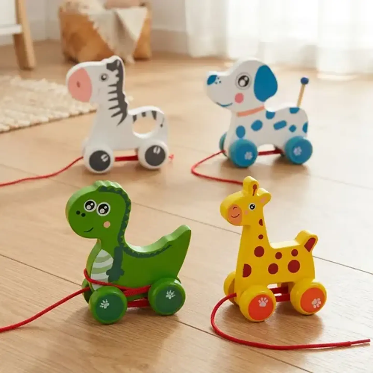 Juguete De Arrastre De Madera Animales Montessori 5