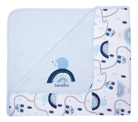 Bambino Manta De Algodón Mantita Niño Niña Color Azul Claro