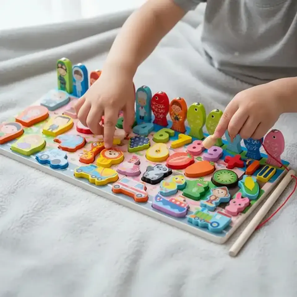 Rompecabezas De Madera Con Juego De Pesca Magnéticos 6