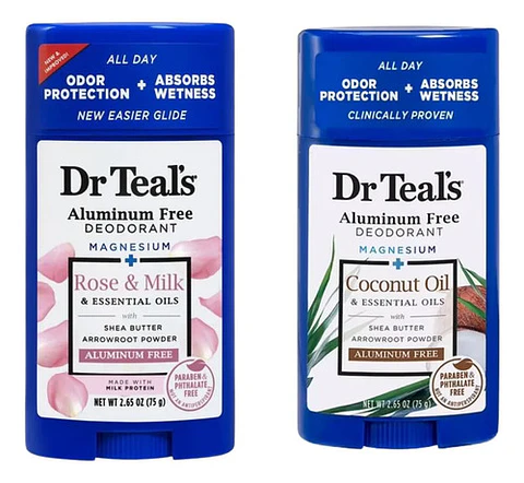 Pack 2 Desodorantes Dr Teals Coco / Rosa Milk Sin Dh