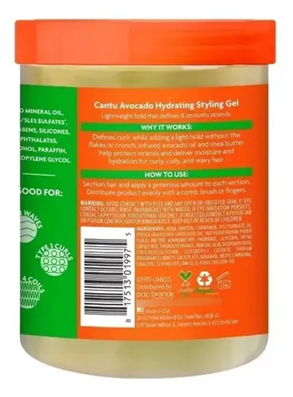 Gel hidratante para rizos Cantu Avocado 524g 4