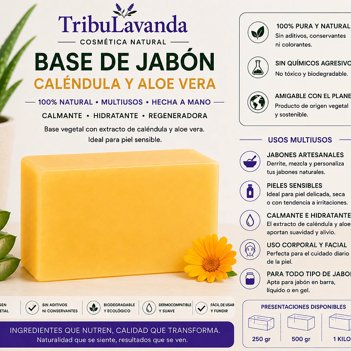 Base Jabón Calendula Aloe vera 1