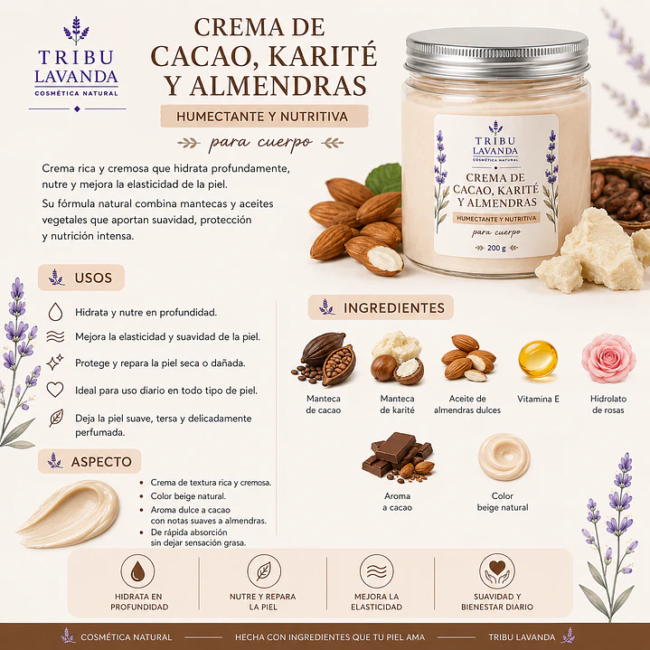 Crema Cacao, karite y Almendras 500 gr  2