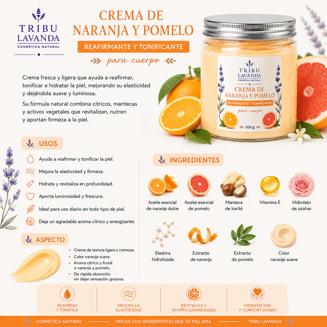 Crema Reafirmante y Tonificante Naranja Pomelo  2