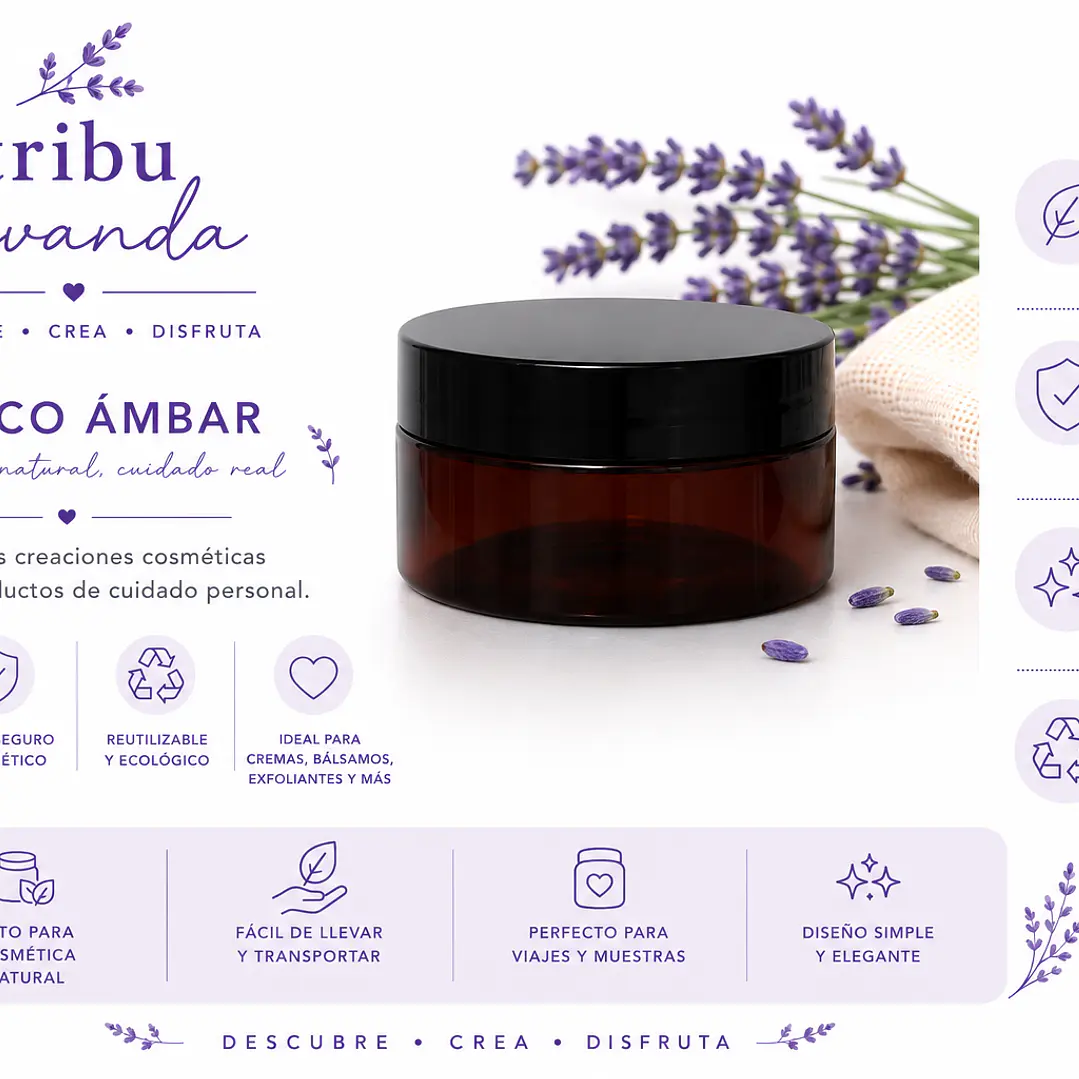 Envase Pet 100 gr ámbar tapa negra 1