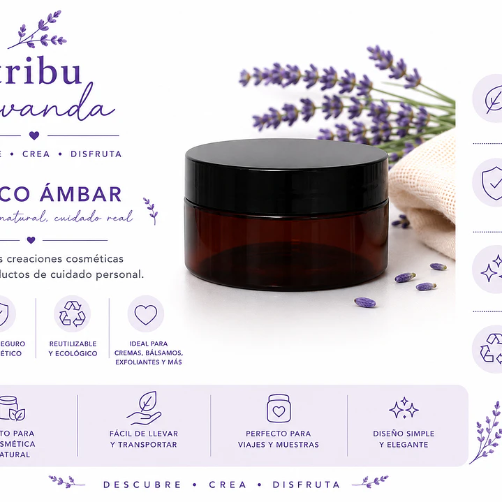 Envase Pet 100 gr ámbar tapa negra 1