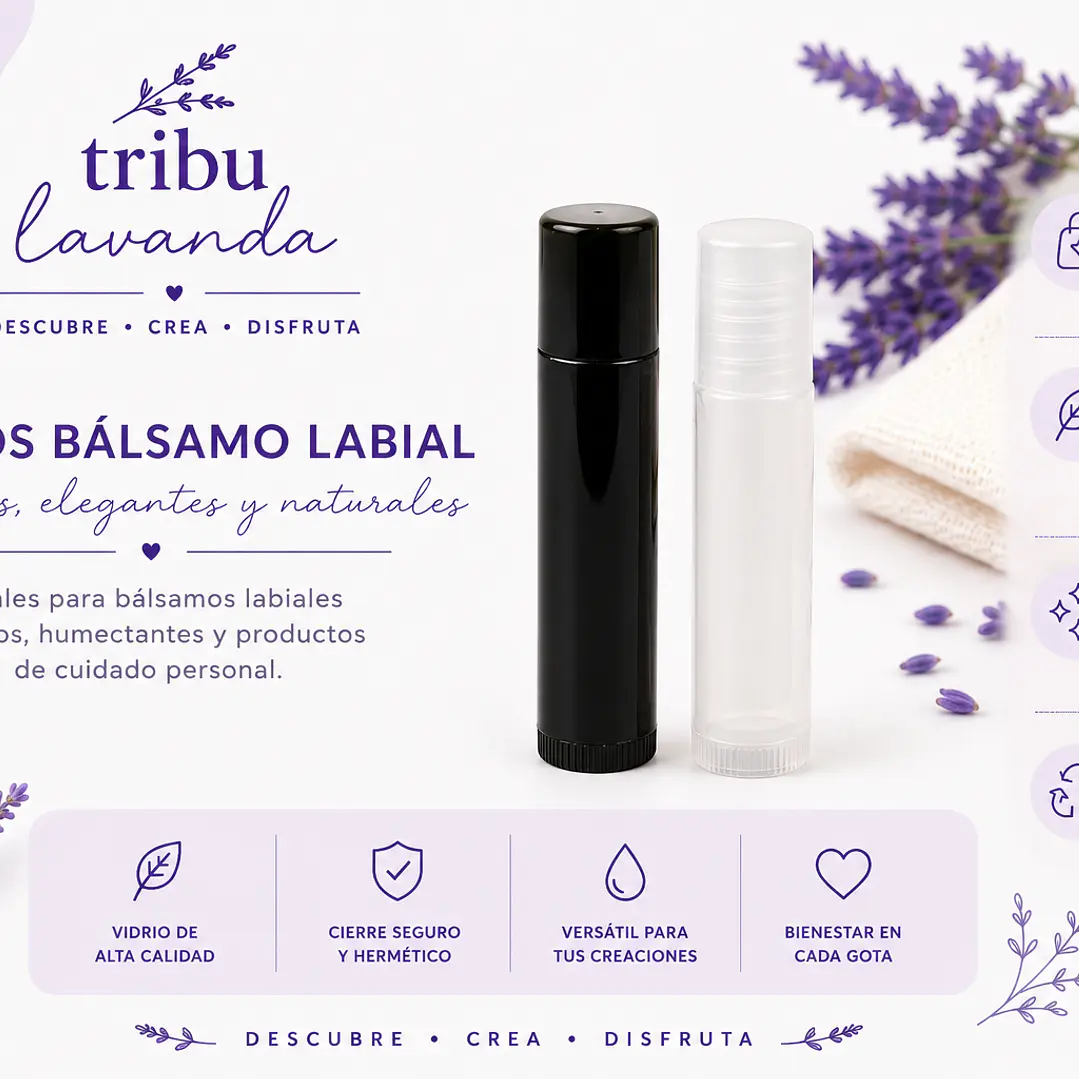 Envases para bálsamo labial 5 ml Tranparentes y Negros 1