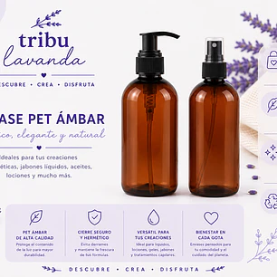 Envase Pet Ámbar de 250 ml Tapa Loción o crema y Spray