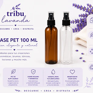 Envase Pet 100 ml ámbar y tranparente tapa Spray