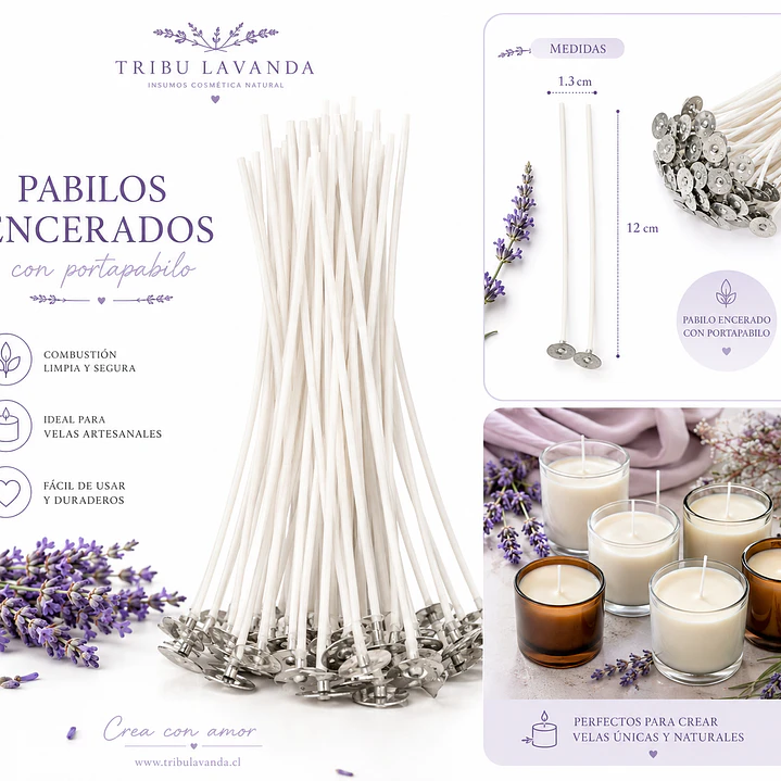 Pabilo encerado con portapabilo o Mechas para velas 1