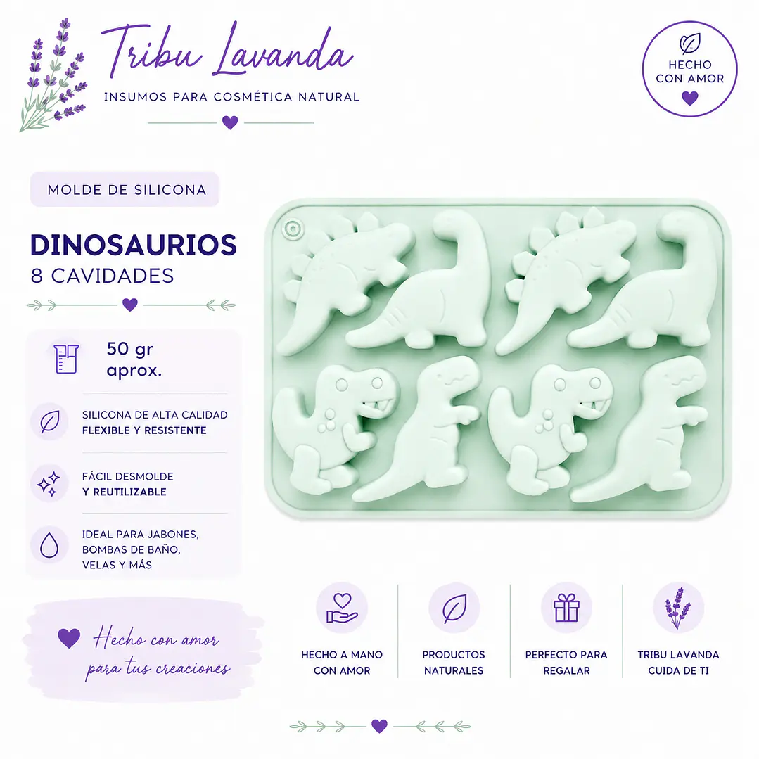 Molde Dinosaurios 40 a 50 gr aprox.  2
