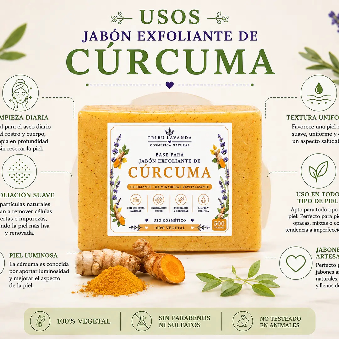 Base de Jabón Exfoliante de Cúrcuma 500 gr y Kg 2