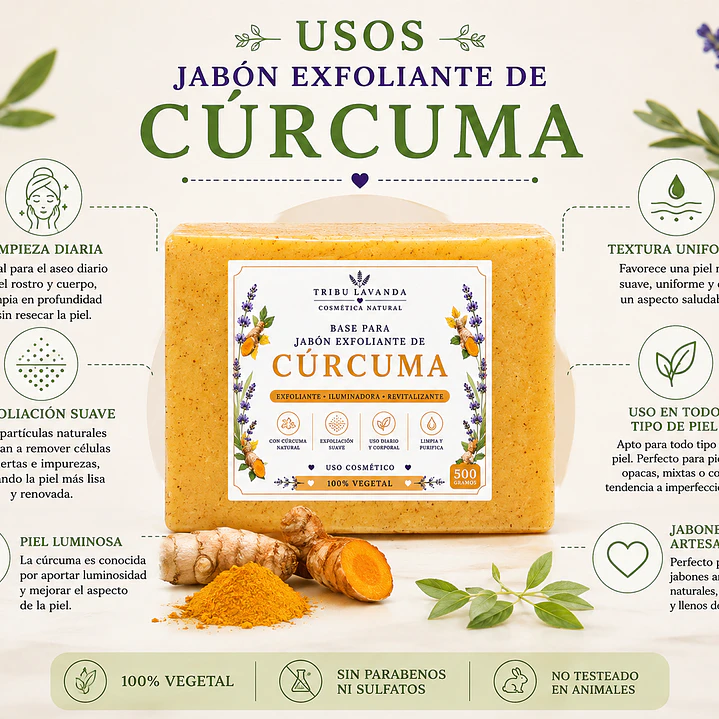 Base de Jabón Exfoliante de Cúrcuma 500 gr y Kg 2