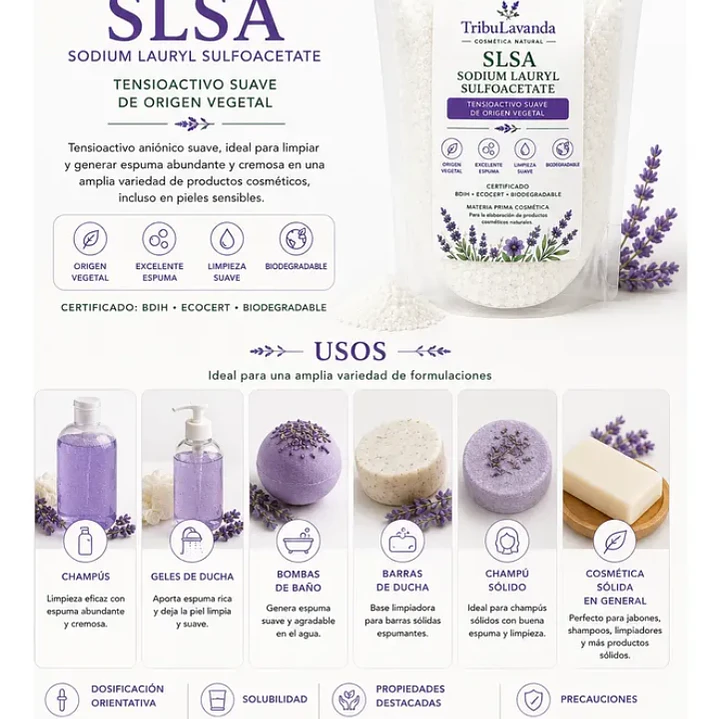 Slsa (Sodium Lauryl Sulfoacetate) 100 gr, 250 gr y 500 gr  2