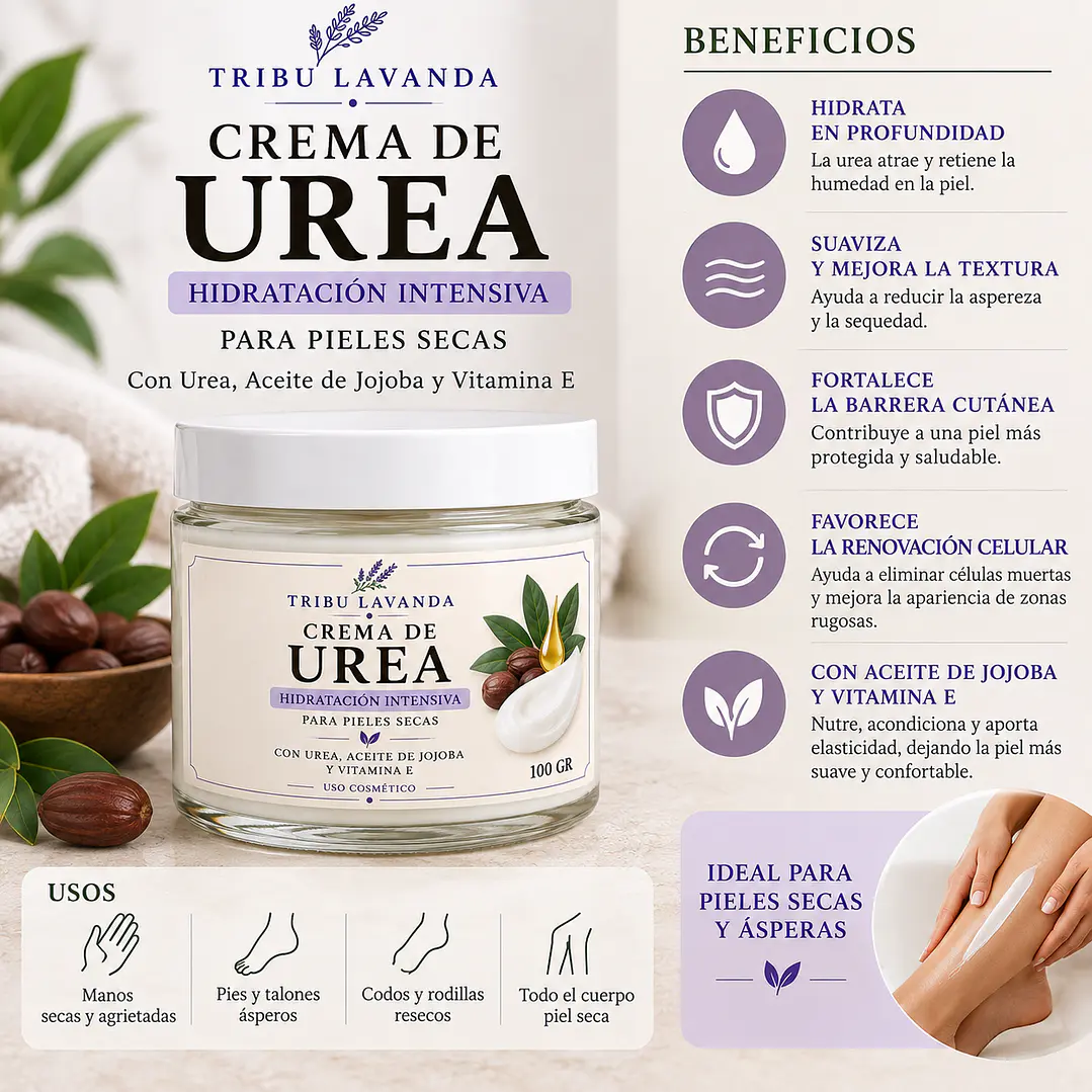 Crema Regeneradora Urea, jojoba y vitamina e. 1