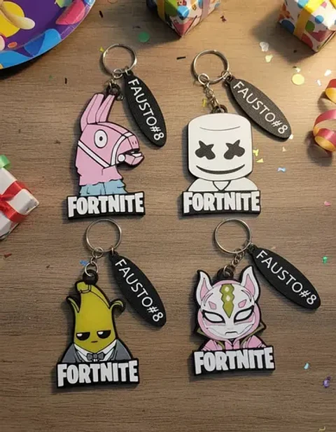 Llaveros Souvenir Cumpleaños Fortnite Pack X 10