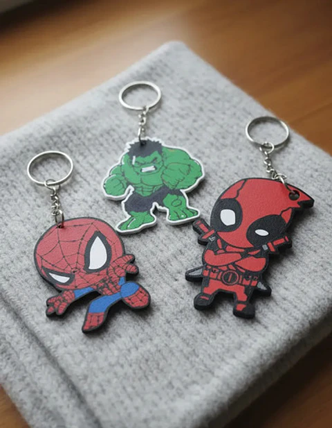 Llaveros Souvenir Cumpleaños Super Heroes Pack X 10