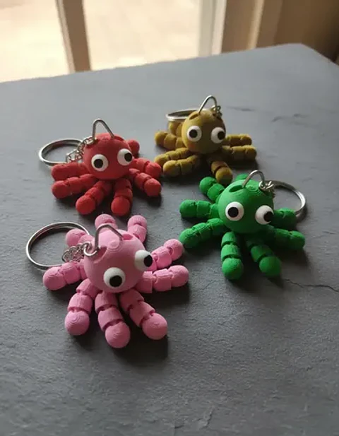 Llaveros Souvenir Cumpleaños Pulpitos Articulados Pack X 10